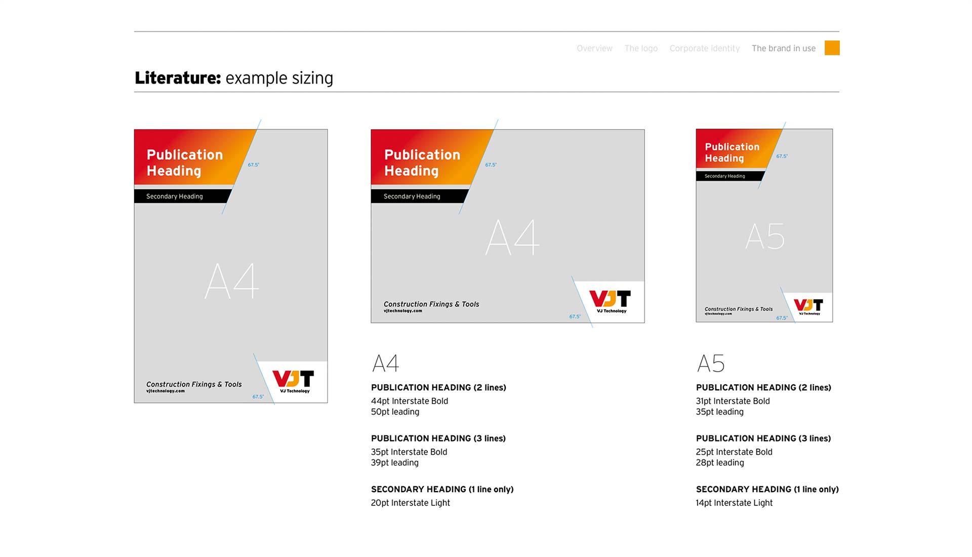 VJ Technology Brand Guidelines Literature Sizing